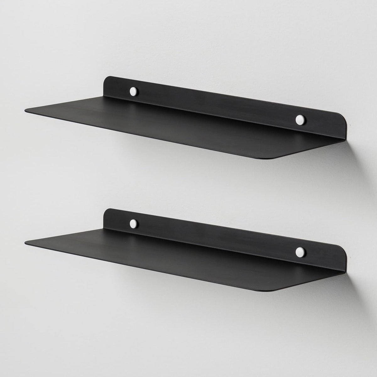Minimalistisch Wandrek Metaal Zwart - Set van 4 Opbergrekken - B/D/H: 40 x 3 x 15 cm