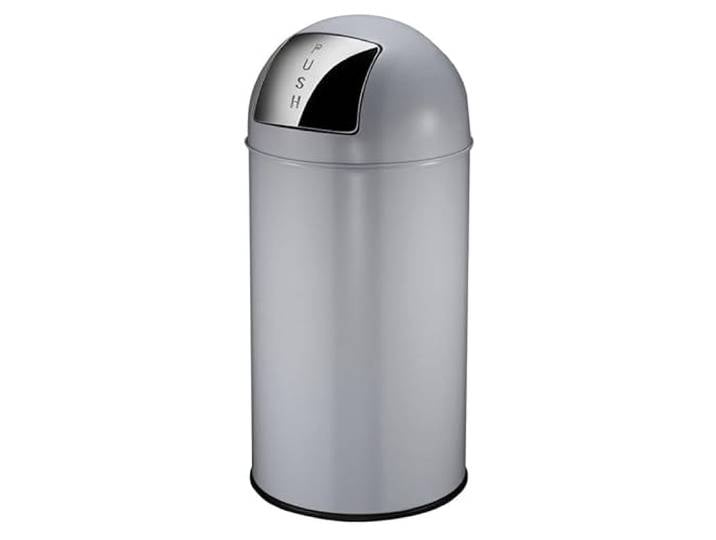 PROREGAL Abfallbehälter mit Pushdeckel & Inneneimer aus Metall 40 Liter, HxBxT 74x34x34cm Grau