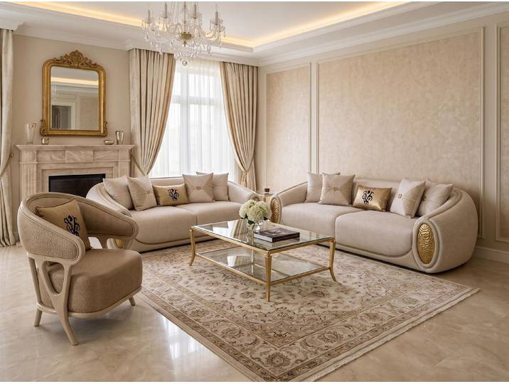 Xlmoebel Polstergarnitur Sofa set Sofa Sessel Beige Modern Wohnzimmer Hochwertig, (3-tlg., 3-tlg)
