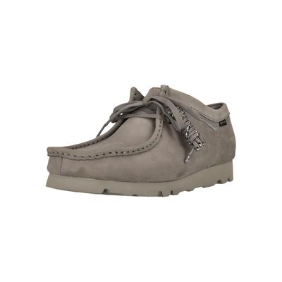 Schnürschuh CLARKS "Wallabee", Herren, Gr. 41,5, grau, Leder, Schuhe Schnürschuh, mit subtilen Nähten