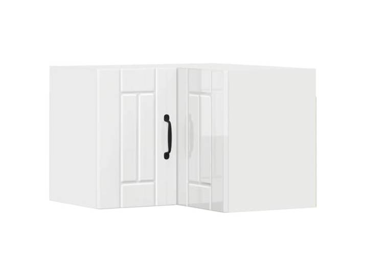 IBUQDDV Wand-Eckschrank Lucca Hochglanz Weiß 57 x 57 x 40 cm Holzwerkstoff, rechteckige Form, Innenbereich, robuste Rahmenkonstruktion, minimalistisches Design