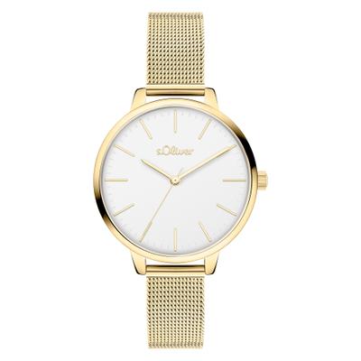 Quarzuhr S.OLIVER "Lovely Time", gold (goldfarben, silberfarben), Armbanduhren, Damen, goldfarben, Quarzuhr, Armbanduhr, Damenuhr, Edelstahlarmband, analog
