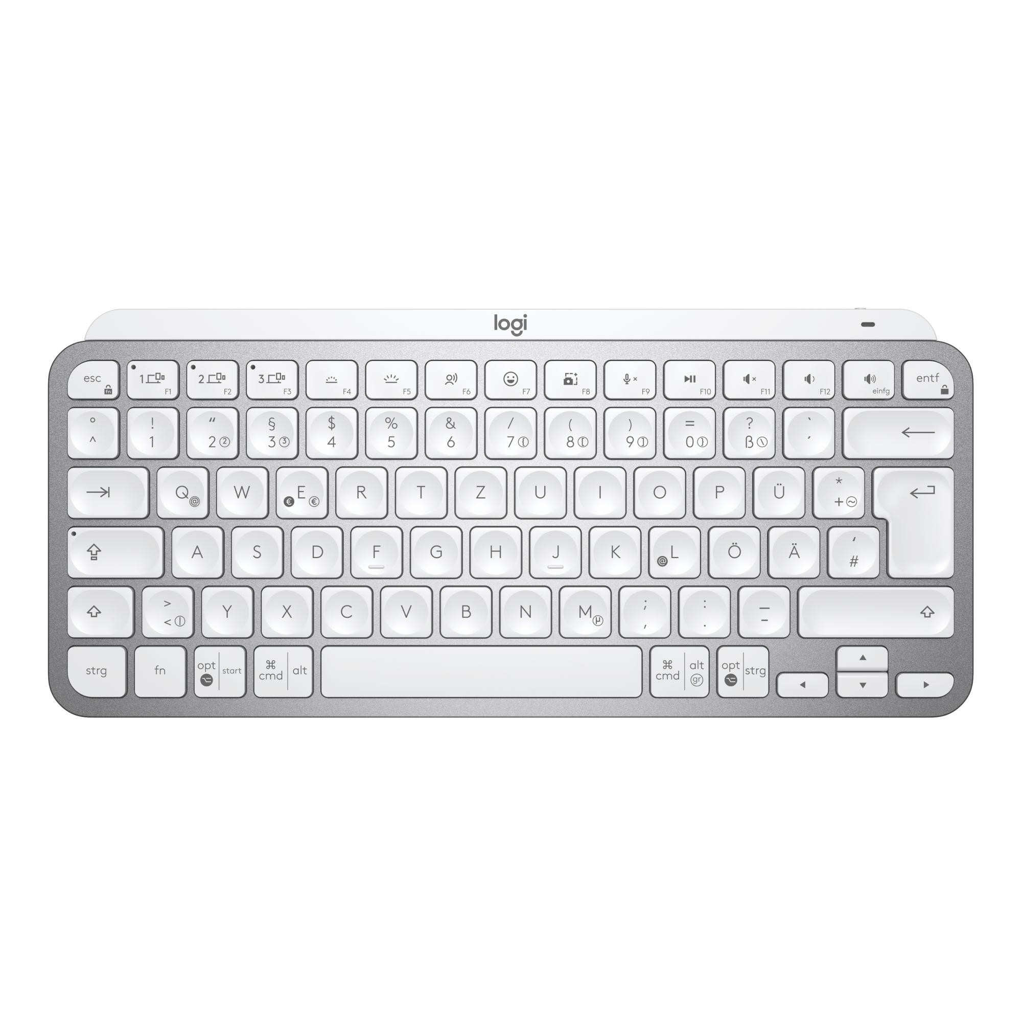 Logitech MX Keys Mini Pale Grey - Kabellose Kompakte Performance Tastatur, Unterstützt Logi Options+ 920-010480