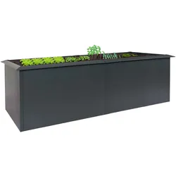 Hochbeet HWC-N24, Metallhochbeet Gemüsebeet Blumenkasten Pflanzkübel, Schneckenkante 78x250x90cm Eisen 65kg, anthrazit