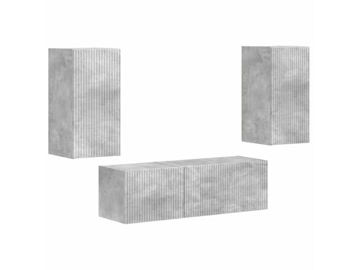 GKHPYURE TV-Möbel-Set zur Wandmontage, 4-teilig, grau Beton Mehrschichtholz, 4 Türen, 90 °, 4 Einlegeböden, viel Stauraum, einfache Wartung