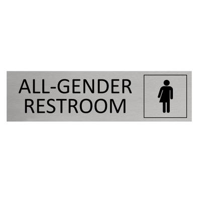 CombiCraft Aluminium Türschild All-Gender Restroom 165x45mm mit 3M-Tape zur Befestigung, einfache Kennzeichnung von Räumen und Bereichen