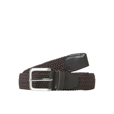 Stretchgürtel JACK & JONES "JACSPRING WOVEN BELT NOOS", Herren, Gr. 80, cocoa, Materialmix, Flechtoptik, unifarben, Gürtel, Materialmix, mit echtem Leder
