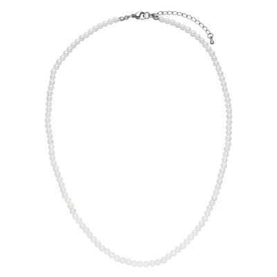 Kette ohne Anhänger JOBO "Perlenkette weiß", weiß, Halsketten, Damen, Messing, L: 50, Muschelkern Perlen 4 mm 50 cm