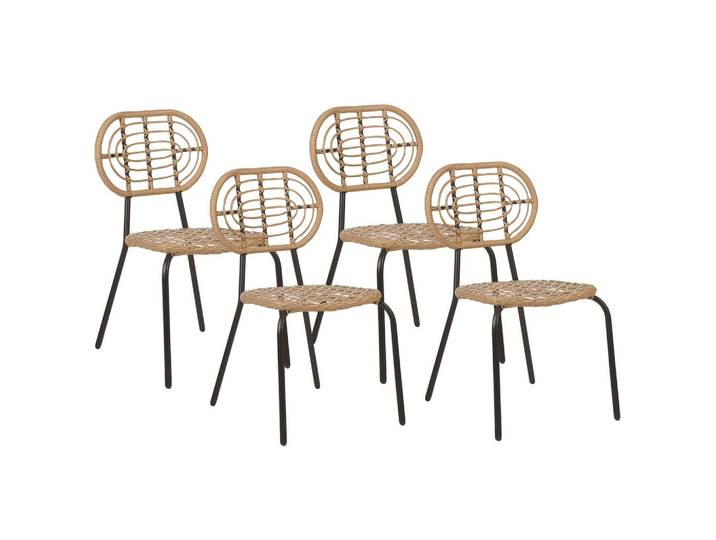GARTENSTUHL 4er-Set PE Rattan natürlich Pratello