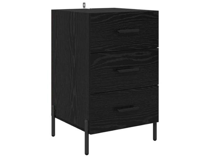 GHVBNMF Nachttisch Schwarz Eichen-Optik 40x40x66 cm Holzwerkstoff Modernes Design für Ihr Schlafzimmer mit praktischem Stauraum, stabilen Metallbeinen und pflegeleichter Oberfläche.