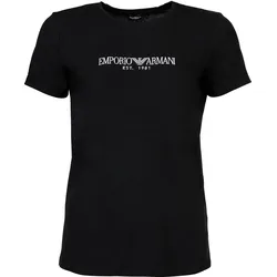 EMPORIO ARMANI Damen T-Shirt - EVERYDAY COTTON, Rundhals, Regular Fit, Logo Schwarz / L