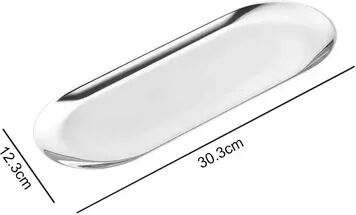 Inspire Daily Merch Nail Art Equipment Plate, Stainless Steel Cosmetic Storage Tray, False Nails Dish, Doctor Surgical Dental Tray silver L