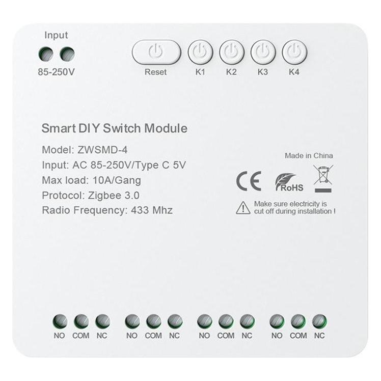 Avatto ZigBee 4-channel switch module with voltage-free DC 32V contact ZWSMMD-4-250V (Schaltaktor) (ZWSMD-4-250V)
