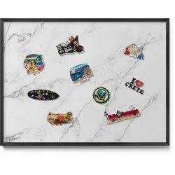 MAGNETTAFEL 80x60 cm Schwarzer Rahmen Zarter Hellmarmor
