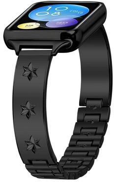 Inspired Deals Snowflake Petals Metal Watch Band For Xiaomi Mi Band 8 Pro Redmi Watch 4 Adjustable Bracelet Strap black