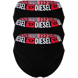 DIESEL Damen Highwaist-Slips, 3er Pack - SAM-D-CORE, Cotton Stretch, Logobund Schwarz / L