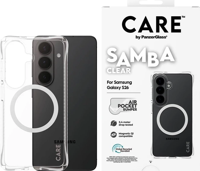 PanzerGlass CARE Hülle Samsung Galaxy S26 Samba klar/weiß Qi