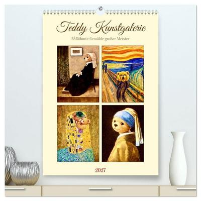 Teddy Kunstgalerie (hochwertiger Premium Wandkalender 2027 DIN A2 hoch), Kunstdruck in Hochglanz