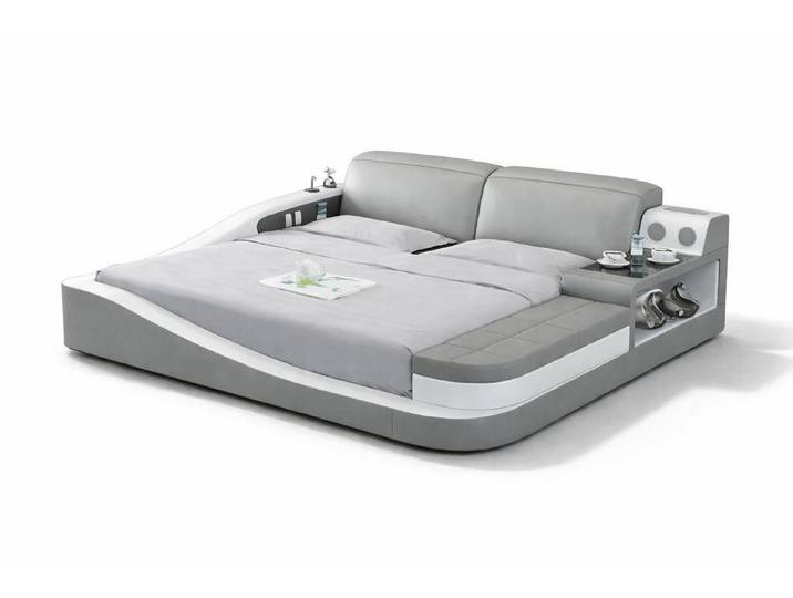 Xlmoebel Polsterbett Luxus Polsterbett Design Leder Textil Doppelbett Komfort Sofort (Bett, Doppelbett), Made in Europa