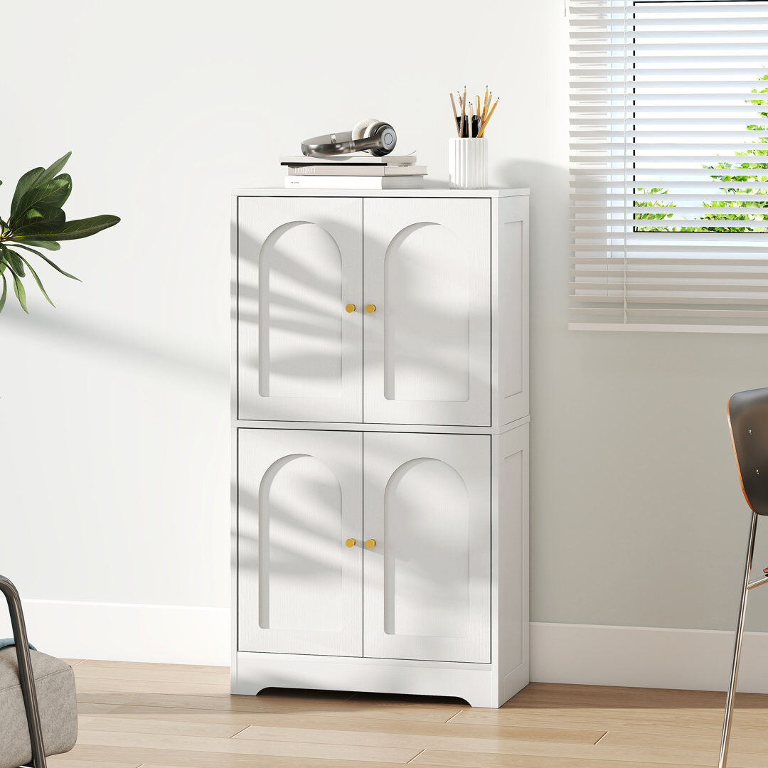 Lark Manor HOMCOM 4-Door Kitchen Cupboard, Kitchen Storage Cabinet with Adjustable Shelves, White No;Nein 110cm H X 60cm W X 30cm D