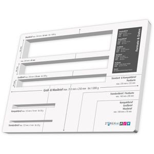 itenga Schablone 33101287, Formatschablone, für Briefe, 353 x 250 mm