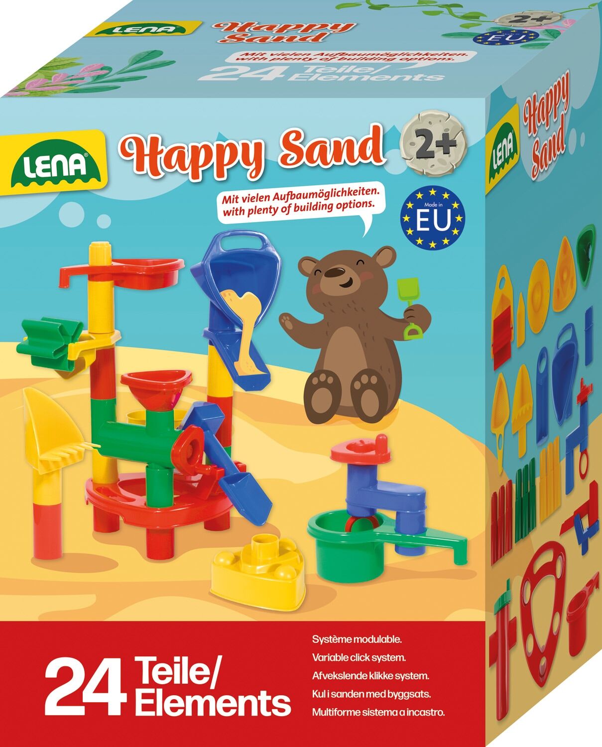 Sandform-Set LENA "Happy Sand 24-teilig, Faltschachtel", bunt, Sand-Spielzeug, Kinder, Made in Europe