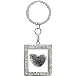 Deknudt Foto-Schlüsselanhänger aus silberfarbenem Metall mit Glitzersteinen im Foramt 3,5x3,5 cm