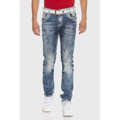 5-Pocket-Jeans CIPO & BAXX "Jeans", Herren, Gr. 36, Länge 32, blau, 100% Baumwolle, unifarben, regular fit lang, Jeans 5-Pocket-Jeans, in Regular-Fit