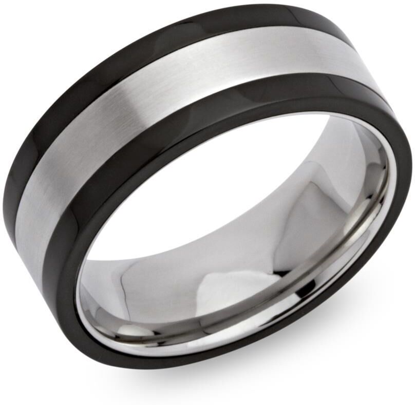 Unique Ring Edelstahl schwarz ionisiert silber
