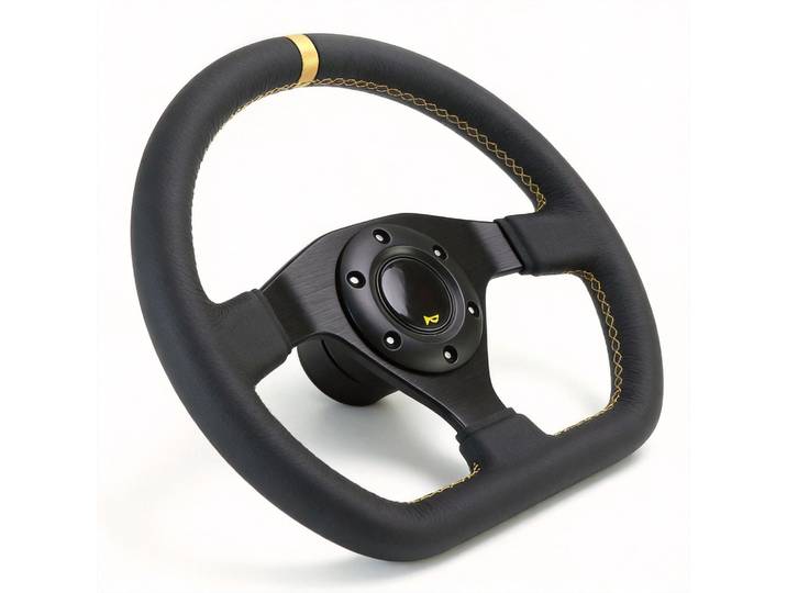 Volant de course sport de haute qualité en cuir véritable, style D, 11,8 pouces/300 mm, accessoires pour voiture