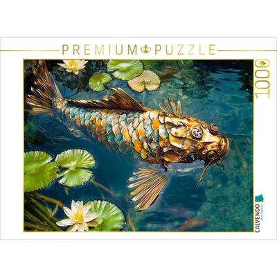 CALVENDO Puzzle Metall-Koi im Teich: Stilvolle Gartendekoration für Wasserliebhaber | 1000 Teile Lege-Größe 64x48cm Foto-Puzzle für glückliche Stunden