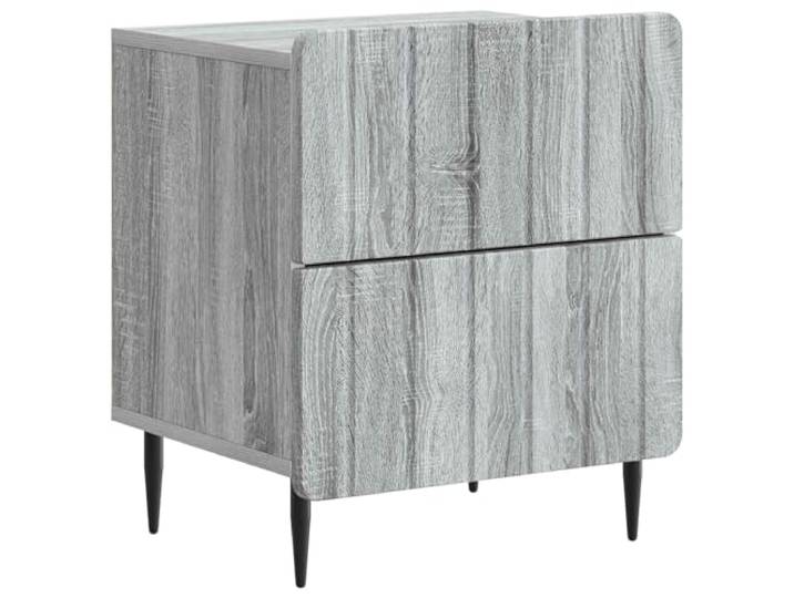 KUTYWEXFM Nachttisch Graues Sonoma 43x34,5x49,5cm Holzwerkstoff Stilvoller Beistelltisch fürs Schlafzimmer und Wohnzimmer. Stabile Eisenbeine bieten optimalen Halt für Lampen und Deko.