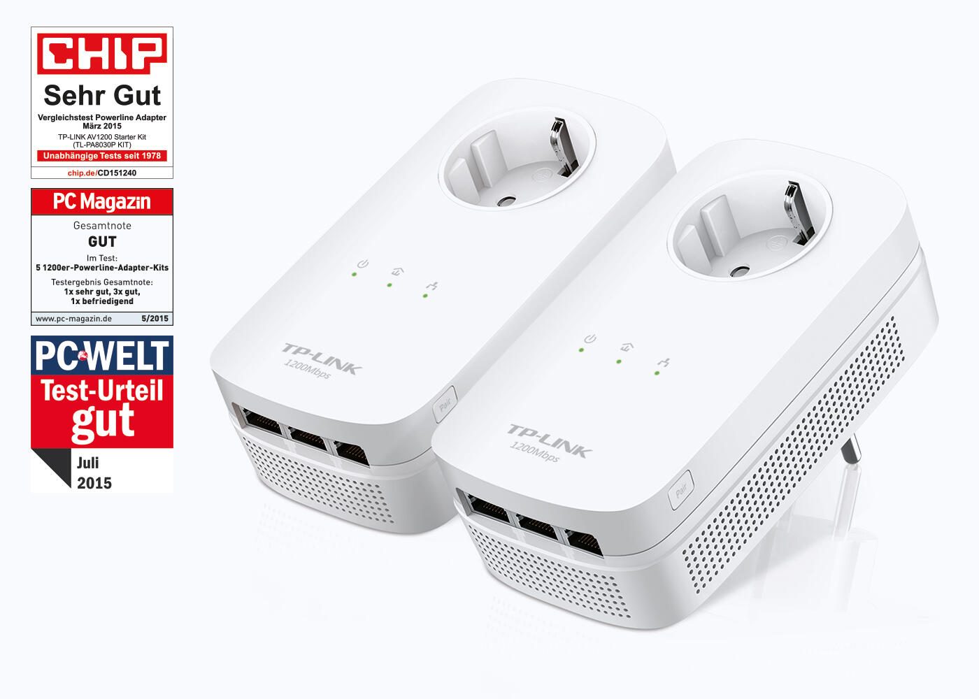 TP-LINK TL-PA8030PKIT AV1200 Gigabit Powerline Starterkit mit Frontsteckdose TL-PA8030P KIT