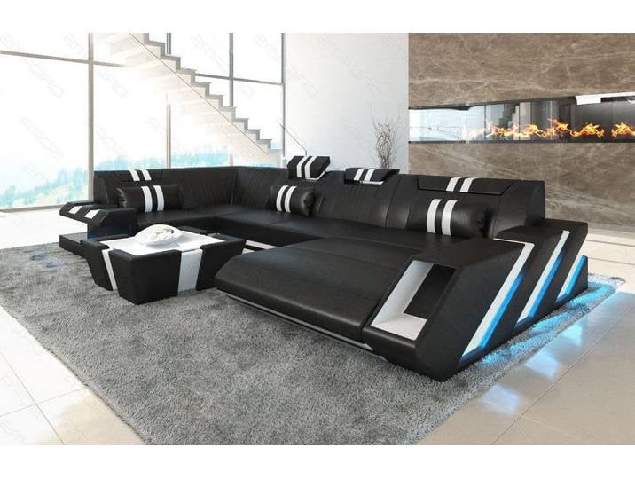 Wohnlandschaft Couch Apollonia U-Form in Leder