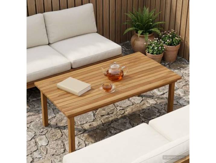 PTUGUOF Massive Teakholz Tischplatte 100 x 50 x 3,5 cm Rechtwinklig, Wasserbasierte Oberflache, Naturlicher Braunton, Fur Innen Und Außen, Einfache Pflege