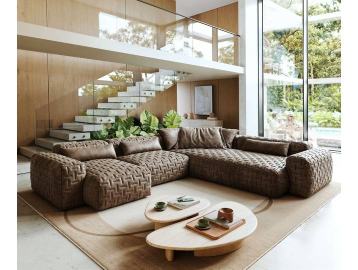 Wohnlandschaft Freestyle Icon 360x290 cm Mikrofaser Taupe Vintage, Sofas