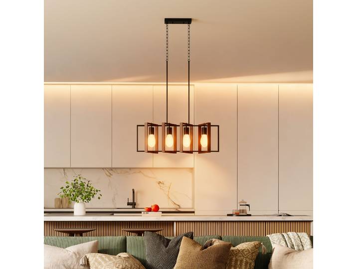 HOMCOM Lustre Moderne Rotatif Hauteur Réglable Noyer