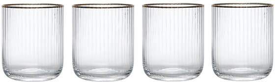 Mikasa Sorrento Ridged Crystal Set of 4 400ml Tumbler Glasses
