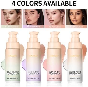Beloved Skins Foundation Magic Color CC Cream, Color Changing Foundation, Liquid Coverage Self Coloring, Long Lasting Makeup Base 4 White