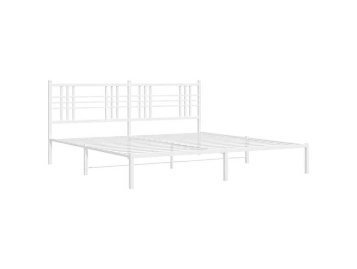 Cadre de lit en métal - - 200x200 cm - blanc - métal - Sans matelas - Tête de lit - 2 places - Sommier à lattes inclus 63600
