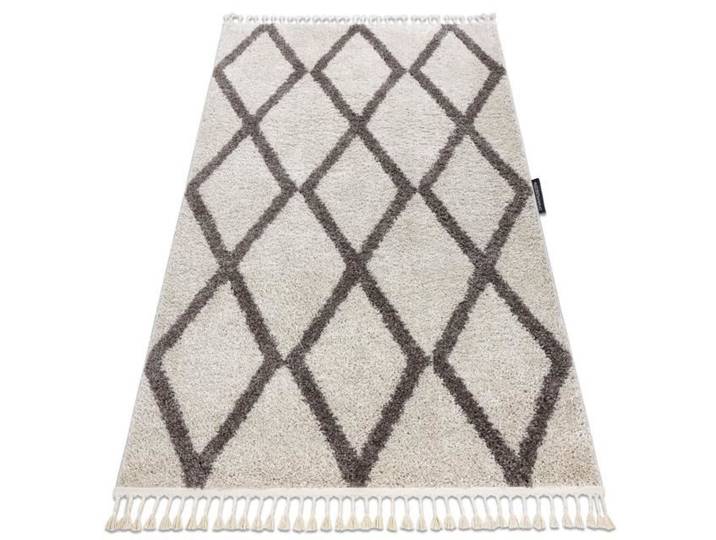 Tapis - BERBER - TROIK - 120x170 cm - Shaggy - Style boho - Couleurs crème et beige