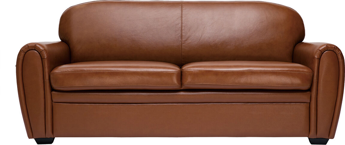 Miliboo Vintage-Ledersofa braun 3-Sitzer CLUB