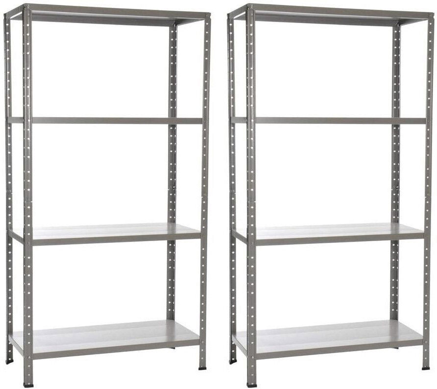 giordanoshop Set 2 Scaffali in Metallo 4 Ripiani 90x40x170 cm Grigio...