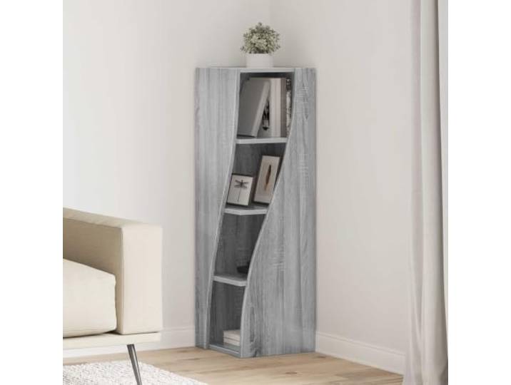 KGHFDVB Eckschrank 32x32x102cm Holzwerkstoff Sonoma-Grau Platzsparendes Eckdesign, Robustes Material, Viel Stauraum, Wandmontage Erforderlich