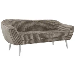 3-SITZER-SOFA PIRS - Hellbraun Cord - Weiße Beine