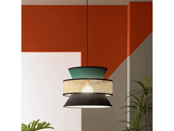 Luce Ambiente Design Hängelampe Gazebo, dimmbar, grün, für Wohn- / Esszimmer, Textil / Stoff / Seide, Pendelleuchte