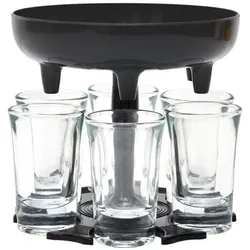 JTI Spender mit 6 Schnapsgläsern, Cocktailgläser, Transparent, Schwarz
