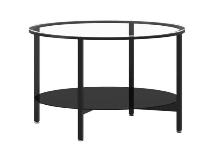 Kaorsrow Runder Beistelltisch Glas Couchtisch 70x46 cm Schwarz Zweistöckiger Wohnzimmertisch mit Glasplatte und Metallgestell schafft geordnete Stellfläche für Getränke und Lesestoff.