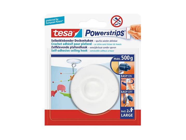 Tesa Powerstrips Deckenhaken Weiss 50 mm 500 g