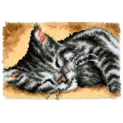 Knüpfteppich "Schlafende Katze", 55 x 36 cm